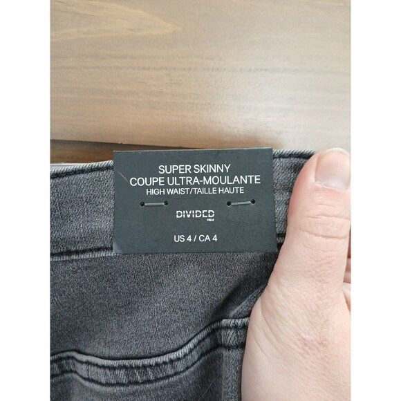 Divided by H&M Super Skinny High Waisted Stretch Jeans Size 4 Gray - Picture 4 of 4